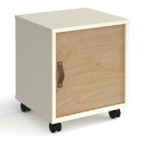 Universal Mobile Pedestal With Cupboard Door 400Mm Deep - White With Oak Door Universal Mobile Pedestal With Cupboard Door 400Mm Deep - White With Oak Door