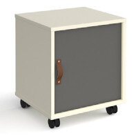 Universal Mobile Pedestal With Cupboard Door 400Mm Deep - White With Grey Door Universal Mobile Pedestal With Cupboard Door 400Mm Deep - White With Grey Door
