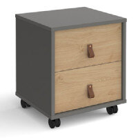 Universal Mobile Pedestal With Drawers 400Mm Deep - Grey With Oak Drawers Universal Mobile Pedestal With Drawers 400Mm Deep - Grey With Oak Drawers