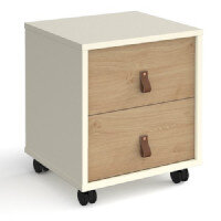 Universal Mobile Pedestal With Drawers 400Mm Deep - White With Oak Drawers Universal Mobile Pedestal With Drawers 400Mm Deep - White With Oak Drawers