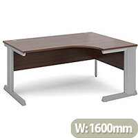 Vivo right hand ergonomic desk 1600mm - silver frame, walnut top