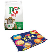 PG One Cup Pyramid Tea Bags Pack of 1100 Plus Free Biscuits VF819645 PG One Cup Pyramid Tea Bags Pack of 1100 Plus Free Biscuits VF819645