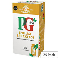 PG Tips English Breakfast Envelope Tea Bags Pack of 25 29013801 PG Tips English Breakfast Envelope Tea Bags Pack of 25 29013801