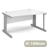 Vivo right hand wave desk 1400mm - silver frame, white top