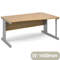 Vivo right hand wave desk 1600mm - silver frame, oak top