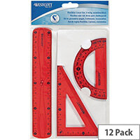 Westcott Flexible Ruler Set of 3 Assorted Colours Pack of 12 E-10301 00 Westcott Flexible Ruler Set of 3 Assorted Colours Pack of 12 E-10301 00