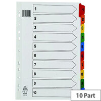 A4 Mylar Index 1-10 Multi-Colour Subject Dividers WX01519S A4 Mylar Index 1-10 Multi-Colour Subject Dividers WX01519S