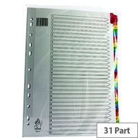 A4 Mylar Index 1-31 Multi-Colour Subject Divider WX01522 A4 Mylar Index 1-31 Multi-Colour Subject Divider WX01522