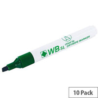 Whiteboard Marker Chisel Tip Green 10 Pack WX26009