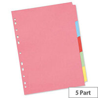 A4 Manilla Subject Divider 5-Part Multi-Colour WX26081 A4 Manilla Subject Divider 5-Part Multi-Colour WX26081