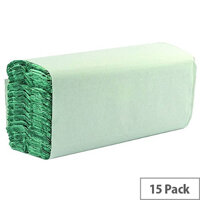 Whitebox 1 Ply Green C-Fold Paper Hand Towels 190 Towels Per Sleeve 15 Sleeves (2850 Sheets) WX43094