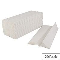 Whitebox C-Fold Paper Hand Towels 2 Ply White 15 packs of 160 hand towels Sleeves (2400 Sheets) WX43095