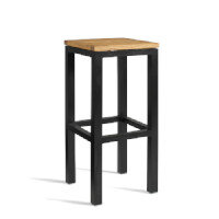 ICE High Stool - Insignia Robinia Top - 4 Leg - Black - 350 x 800mm - Indoor & Outdoor