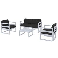 Mykonos Lounge Set - Silver Grey - With Black  Cushions - For Indoor & Outdoor Use