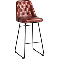 Harland Bar Stool - Leather - Vintage Red