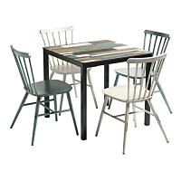 Spin Dining Set with Extrema Driftwood 4 Leg Table & 4 Spin Dining Chairs - Suitable for Indoor & Outdoor Use