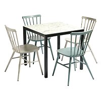 Spin Dining Set with Extrema Carrara Marble Effect 4 Leg Table & 4 Spin Dining Chairs - Suitable for Indoor & Outdoor Use