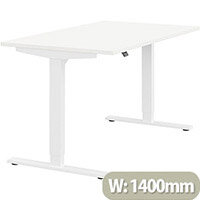 Zoom Height Adjustable Sit Stand Office Desk Plain Top W1400mmxD800mmxH685-1185mm White Top White Frame - Prevents & Reduces Muscle & Back Problems, Poor Circulation & Increases Brain Activity. Zoom Height Adjustable Sit Stand Office Desk Plain Top W1400mmxD800mmxH685-1185mm White Top White Frame - Prevents & Reduces Muscle & Back Problems, Poor Circulation & Increases Brain Activity.