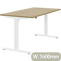 Zoom Height Adjustable Sit Stand Office Desk Plain Top W1600mmxD800mmxH685-1185mm Urban oak Top White Frame - Prevents & Reduces Muscle & Back Problems, Poor Circulation & Increases Brain Activity. Zoom Height Adjustable Sit Stand Office Desk Plain Top W1600mmxD800mmxH685-1185mm Urban oak Top White Frame - Prevents & Reduces Muscle & Back Problems, Poor Circulation & Increases Brain Activity.