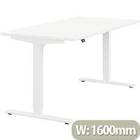 Zoom Height Adjustable Sit Stand Office Desk Plain Top W1600mmxD800mmxH685-1185mm White Top White Frame - Prevents & Reduces Muscle & Back Problems, Poor Circulation & Increases Brain Activity. Zoom Height Adjustable Sit Stand Office Desk Plain Top W1600mmxD800mmxH685-1185mm White Top White Frame - Prevents & Reduces Muscle & Back Problems, Poor Circulation & Increases Brain Activity.