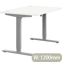 Zoom Height Adjustable Sit Stand Office Desk Portal Top W1200mmxD800mmxH685-1185mm White Top Silver Frame - Prevents & Reduces Muscle & Back Problems, Poor Circulation & Increases Brain Activity. Zoom Height Adjustable Sit Stand Office Desk Portal Top W1200mmxD800mmxH685-1185mm White Top Silver Frame - Prevents & Reduces Muscle & Back Problems, Poor Circulation & Increases Brain Activity.