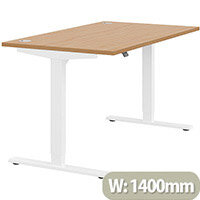 Zoom Height Adjustable Sit Stand Office Desk Portal Top W1400mmxD800mmxH685-1185mm Beech Top White Frame - Prevents & Reduces Muscle & Back Problems, Poor Circulation & Increases Brain Activity. Zoom Height Adjustable Sit Stand Office Desk Portal Top W1400mmxD800mmxH685-1185mm Beech Top White Frame - Prevents & Reduces Muscle & Back Problems, Poor Circulation & Increases Brain Activity.