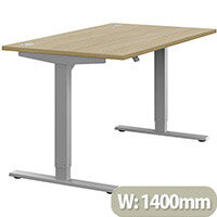 Zoom Height Adjustable Sit Stand Office Desk Portal Top W1400mmxD800mmxH685-1185mm Urban Oak Top Silver Frame - Prevents & Reduces Muscle & Back Problems, Poor Circulation & Increases Brain Activity. Zoom Height Adjustable Sit Stand Office Desk Portal Top W1400mmxD800mmxH685-1185mm Urban Oak Top Silver Frame - Prevents & Reduces Muscle & Back Problems, Poor Circulation & Increases Brain Activity.