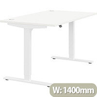 Zoom Height Adjustable Sit Stand Office Desk Portal Top W1400mmxD800mmxH685-1185mm White Top White Frame - Prevents & Reduces Muscle & Back Problems, Poor Circulation & Increases Brain Activity. Zoom Height Adjustable Sit Stand Office Desk Portal Top W1400mmxD800mmxH685-1185mm White Top White Frame - Prevents & Reduces Muscle & Back Problems, Poor Circulation & Increases Brain Activity.