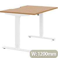 Zoom Height Adjustable Sit Stand Office Desk Scallop Top W1200mmxD800mmxH685-1185mm Beech Top White Frame - Prevents & Reduces Muscle & Back Problems, Poor Circulation & Increases Brain Activity. Zoom Height Adjustable Sit Stand Office Desk Scallop Top W1200mmxD800mmxH685-1185mm Beech Top White Frame - Prevents & Reduces Muscle & Back Problems, Poor Circulation & Increases Brain Activity.