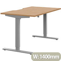 Zoom Height Adjustable Sit Stand Office Desk Scallop Top W1400mmxD800mmxH685-1185mm Beech Top Silver Frame - Prevents & Reduces Muscle & Back Problems, Poor Circulation & Increases Brain Activity. Zoom Height Adjustable Sit Stand Office Desk Scallop Top W1400mmxD800mmxH685-1185mm Beech Top Silver Frame - Prevents & Reduces Muscle & Back Problems, Poor Circulation & Increases Brain Activity.