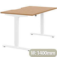 Zoom Height Adjustable Sit Stand Office Desk Scallop Top W1400mmxD800mmxH685-1185mm Beech Top White Frame - Prevents & Reduces Muscle & Back Problems, Poor Circulation & Increases Brain Activity. Zoom Height Adjustable Sit Stand Office Desk Scallop Top W1400mmxD800mmxH685-1185mm Beech Top White Frame - Prevents & Reduces Muscle & Back Problems, Poor Circulation & Increases Brain Activity.