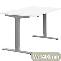 Zoom Height Adjustable Sit Stand Office Desk Scallop Top W1400mmxD800mmxH685-1185mm White Top Silver Frame - Prevents & Reduces Muscle & Back Problems, Poor Circulation & Increases Brain Activity. Zoom Height Adjustable Sit Stand Office Desk Scallop Top W1400mmxD800mmxH685-1185mm White Top Silver Frame - Prevents & Reduces Muscle & Back Problems, Poor Circulation & Increases Brain Activity.