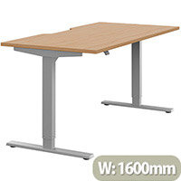 Zoom Height Adjustable Sit Stand Office Desk Scallop Top W1600mmxD800mmxH685-1185mm Beech Top Silver Frame - Prevents & Reduces Muscle & Back Problems, Poor Circulation & Increases Brain Activity. Zoom Height Adjustable Sit Stand Office Desk Scallop Top W1600mmxD800mmxH685-1185mm Beech Top Silver Frame - Prevents & Reduces Muscle & Back Problems, Poor Circulation & Increases Brain Activity.