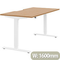 Zoom Height Adjustable Sit Stand Office Desk Scallop Top W1600mmxD800mmxH685-1185mm Beech Top White Frame - Prevents & Reduces Muscle & Back Problems, Poor Circulation & Increases Brain Activity. Zoom Height Adjustable Sit Stand Office Desk Scallop Top W1600mmxD800mmxH685-1185mm Beech Top White Frame - Prevents & Reduces Muscle & Back Problems, Poor Circulation & Increases Brain Activity.
