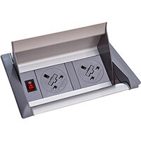 Aero Fliptop In-table Power Module 2 x UK Sockets - Grey/Silver Aero Fliptop In-table Power Module 2 x UK Sockets - Grey/Silver