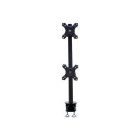 Neomounts by Newstar Tilt/Turn/Rotate Dual Desk Mount (clamp) for two 10-27 Inches Monitor Screens ONE ABOVE OTHER, Height Adjustable - Black