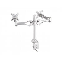 NewStar Full Motion Dual Desk Mount (clamp) for two 10-30" Monitor Screens, Height Adjustable - Silver - Adjustable arm for 2 LCD / plasma panels (Tilt & Swivel) - silver - screen size: 10"-24" - desk-mountable NewStar Full Motion Dual Desk Mount (clamp) for two 10-30" Monitor Screens, Height Adjustable - Silver - Adjustable arm for 2 LCD / plasma panels (Tilt & Swivel) - silver - screen size: 10"-24" - desk-mountable
