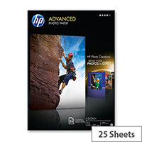 HP Advanced Glossy Photo Paper - Glossy - A4 (210 x 297 mm) - 250 g/m² - 25 sheet(s) photo paper - for Deskjet Ink Advantage 5275; Envy 5055, 76XX, Photo 7858; Ink Tank 319; Officejet 5255 HP Advanced Glossy Photo Paper - Glossy - A4 (210 x 297 mm) - 250 g/m² - 25 sheet(s) photo paper - for Deskjet Ink Advantage 5275; Envy 5055, 76XX, Photo 7858; Ink Tank 319; Officejet 5255