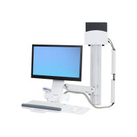 Ergotron StyleView Sit-Stand Combo System with Small CPU Holder - Mounting kit (handle, articulating arm, CPU holder, mouse holder, 2 cable channels, wrist rest, wall track, keyboard tray, wall CPU mount, adjustable monitor arm) for LCD display / keyboard