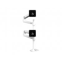 Ergotron LX Dual Stacking Arm Tall Pole - Desk mount for 2 LCD displays - aluminium - white - screen size: up to 40 Inches