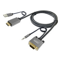 VISION Professional Premium Braided - Video / audio cable - HDMI / VGA / audio / USB - HDMI, USB (power only) (M) to HD-15 (VGA), mini jack (M) - 2 m - braided - active, 1080p support VISION Professional Premium Braided - Video / audio cable - HDMI / VGA / audio / USB - HDMI, USB (power only) (M) to HD-15 (VGA), mini jack (M) - 2 m - braided - active, 1080p support