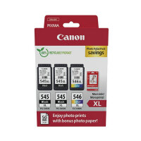 Canon PG-545XL x2/CL-546XL Inkjet Cartridge + Photo Paper Value Pack High Yield Blk/Colour 8286B015
