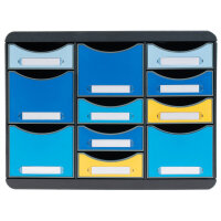 Exacompta Bee Blue Store Box Recycled 11 Drawers Assorted