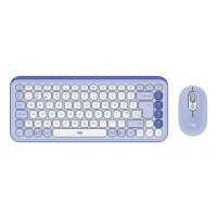 Logitech POP Icon Combo keyboard Mouse included Universal Bluetooth QWERTY UK English Lilac, White
