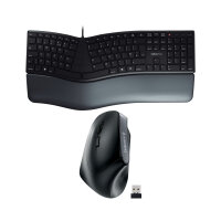 Cherry Left Handed Ergonomic Keyboard Wired and Wireless Mouse Bundle Black CH810004