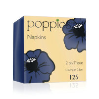 Poppies 2-Ply Tissue Napkins Luncheon 4 Fold Navy Blue 33cm (Pack of 125) 3324NB