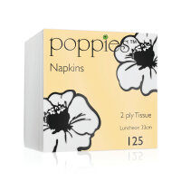 Poppies 2-Ply Napkins 4 Fold 33cm White (Pack of 2000) 3324WH/CASE