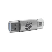 5 Star USB 3.2 Gen 1 Combo Flash Memory Drive with USB A/C 128GB Silver 667953