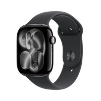 Apple Watch Series 11 GPS 46mm Jet Black Aluminium Case with Black Sport Band - S/M