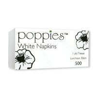 Poppies Napkins 1-Ply 30cm White (Pack of 500) 3014WHSGL